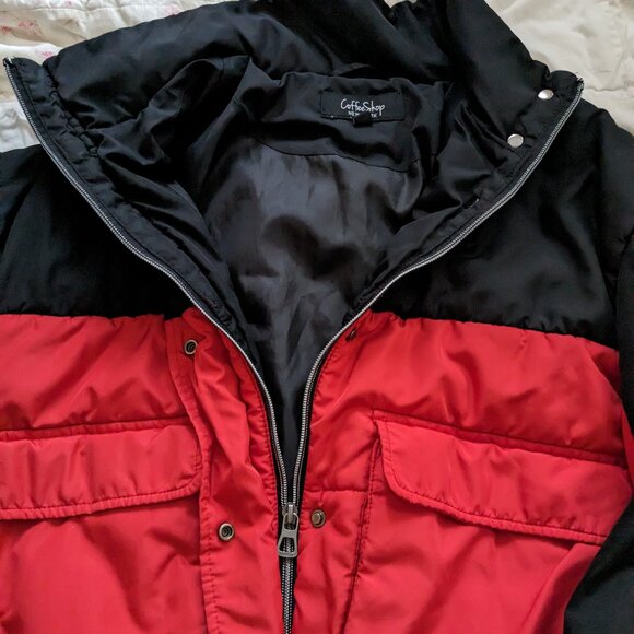 Coffee Shop red and black puffer coat - Picture 1 of 5